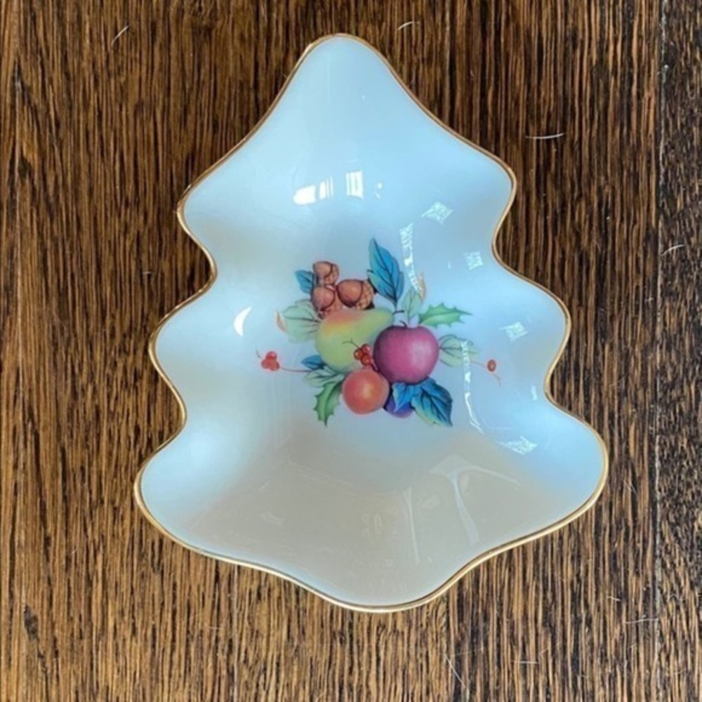 Lenox Holiday Tartan 5 3/4"‎ Tree-Shaped Dish 24K